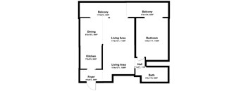 1 Bedroom Floor Plan at Walnut Grove, Novato, CA 94947