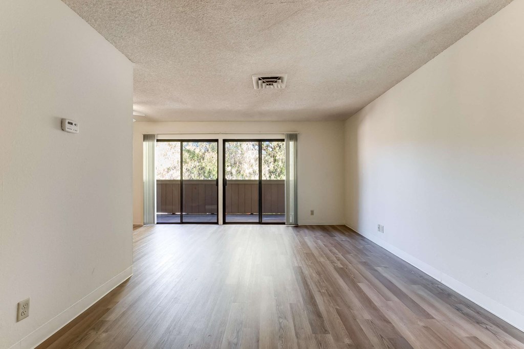 living room and sliding glass doors