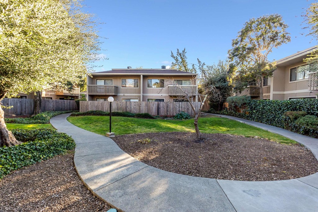 exterior of apartments with landscaping