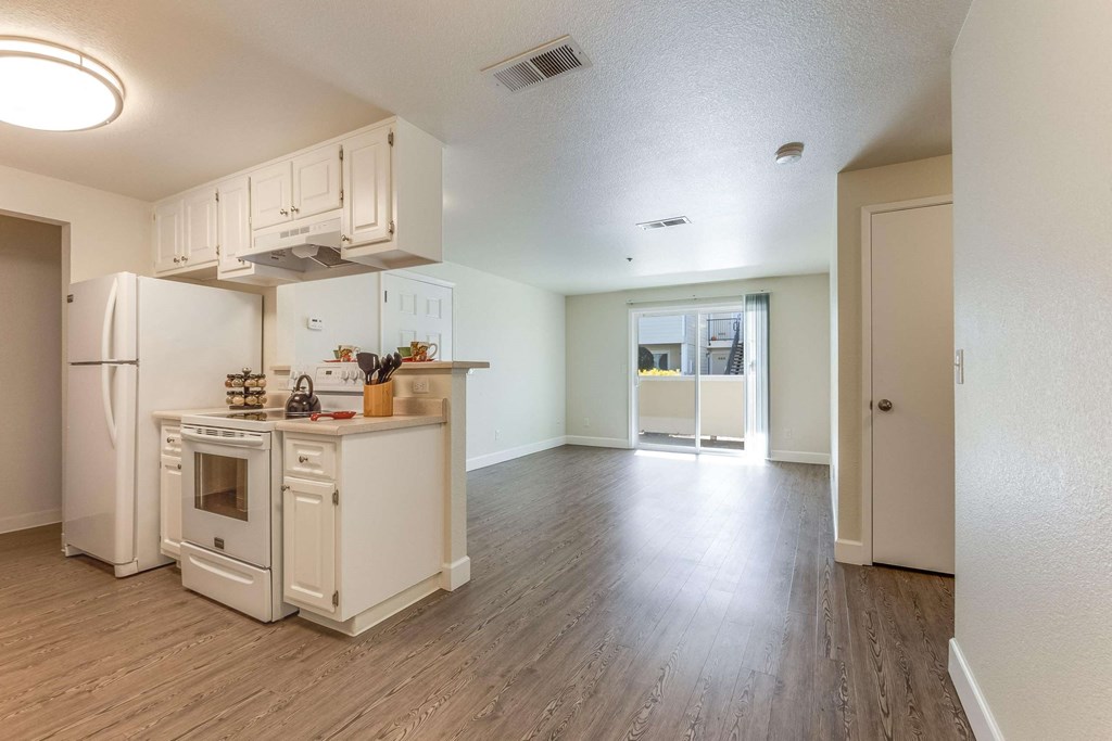 kitchen and living room