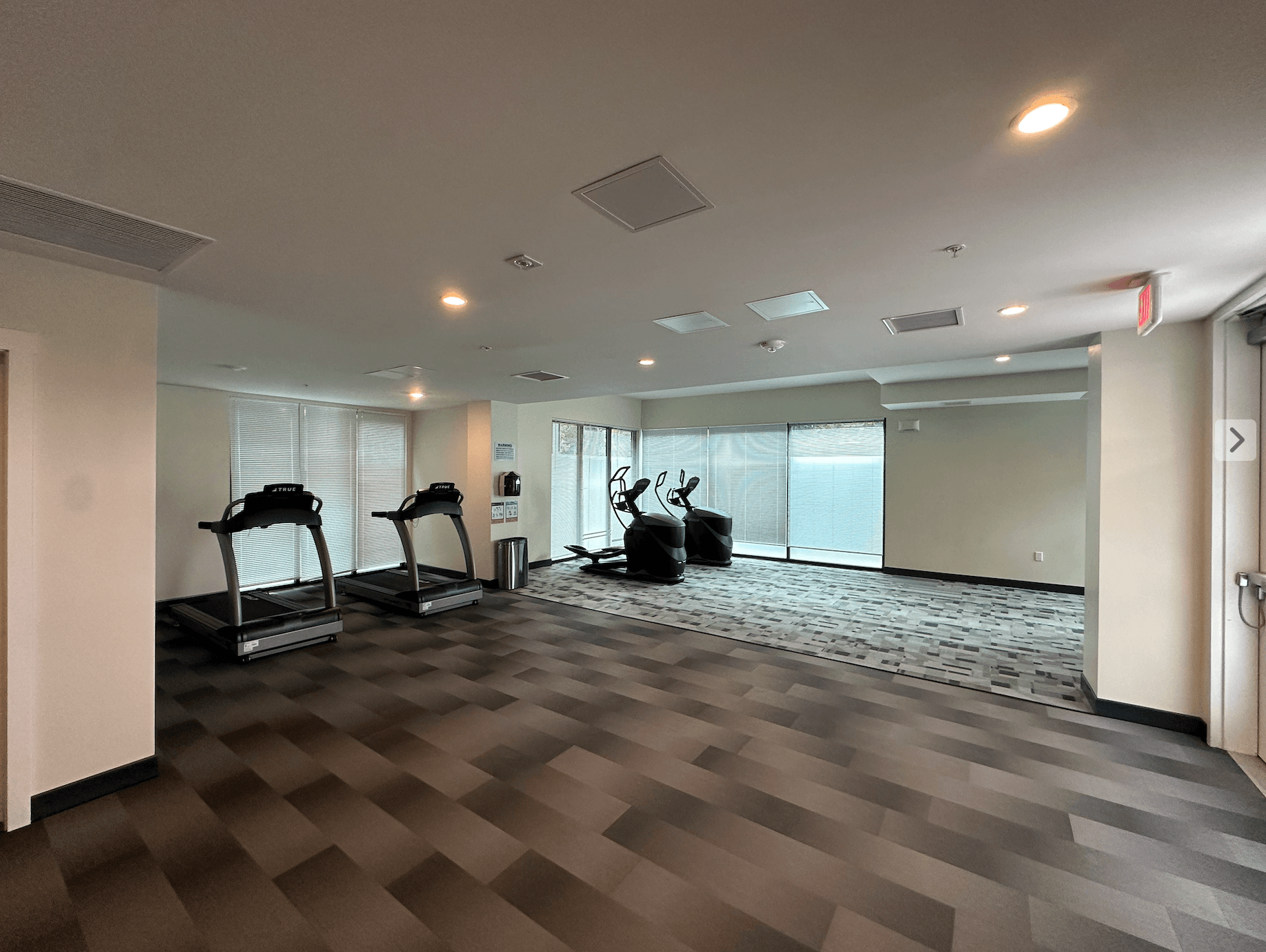 A gym with treadmills and exercise equipment.at Bella Creek, California