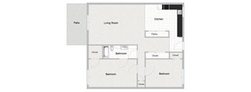 2 bedroom 1 bath floor plan