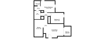 2 Bedroom 1 Bath Floor Plan at Camino Creek, ROHNERT PARK California