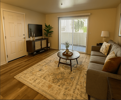 Living Room With TV at Emerald Pointe, Rohnert Park, CA
