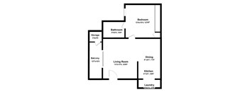 A floor plan of a house with labeled rooms and their dimensions.