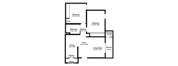 A black and white image of a floor plan for a house with labeled rooms and dimensions.