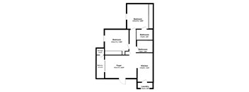 A floor plan of a house with dimensions of each room.