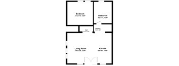 1 Bed 1 Bath Floor Plan at Edgeway Plaza, Rohnert Park
