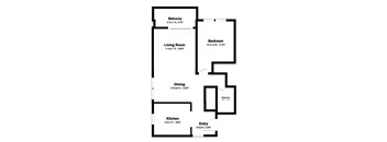 1 Bed 1 Bath Floor Plan at Glenn Manor, Rohnert Park, CA 94928