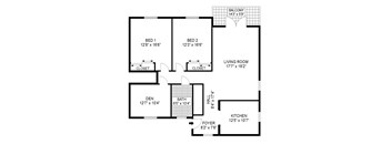 A black and white image of a floor plan for a house.