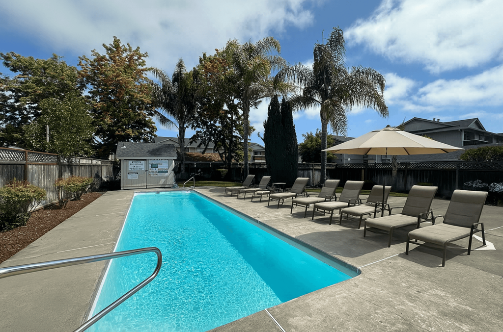 Pool With Lounge Chairs at Glenn Manor, Rohnert Park, CA