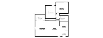 2 Bed 1 Bath Floor Plan at Hill Valley, Novato, CA