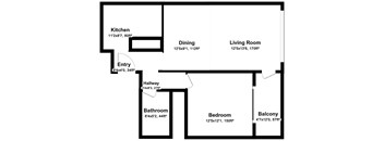 1 Bed 1 Bath Floor Plan at Hamilton Woods, Novato, CA 94949