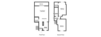 2 Bed 1 Bath Floor Plan at Posada East, Novato, CA