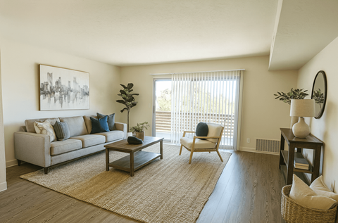 Living Area With Balcony at Posada East, Novato