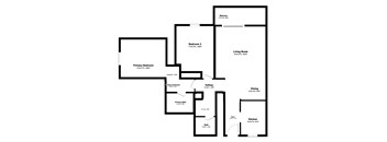 A black and white image of a floor plan for a house.