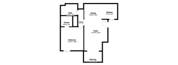 1 Bed 1 Bath Floor Plan at Vintage Pointe, Rohnert Park, 94928