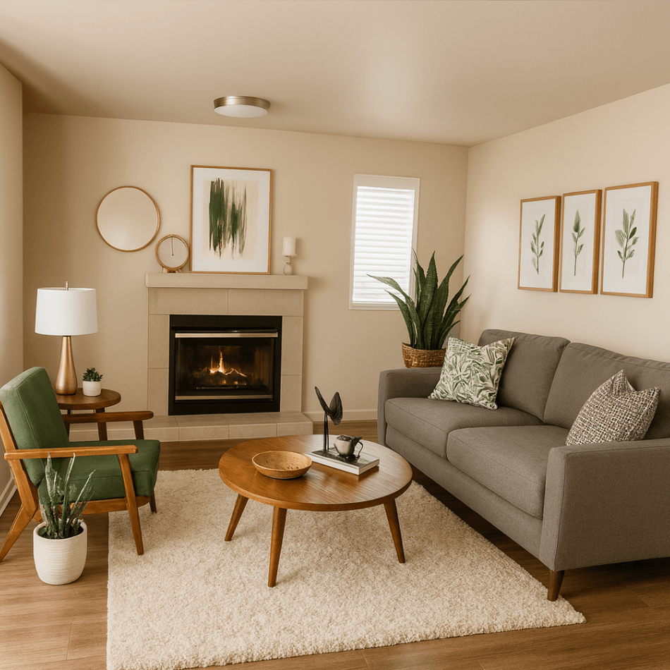 Living Room With Fireplace at Vintage Pointe, Rohnert Park California