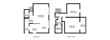 2 Bed 1 Bath Floor Plan at Walnut Grove, Novato, CA