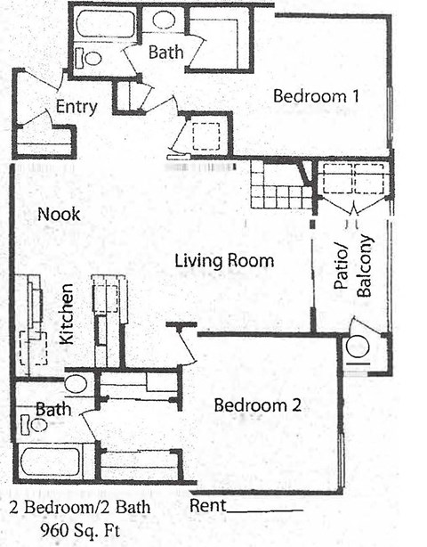 2 bedroom 2 bath floorplan
