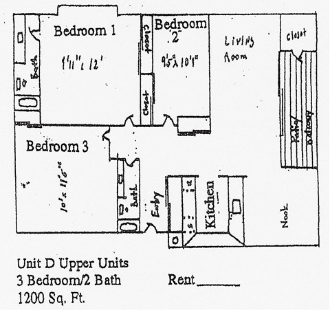 3 bedroom 2 bath floorplan