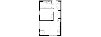 a floor plan of a small house with a bedroom and a living room