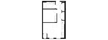 a floor plan of a small house with a bedroom and a living room
