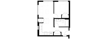a floor plan of a home with a bedroom and a living room