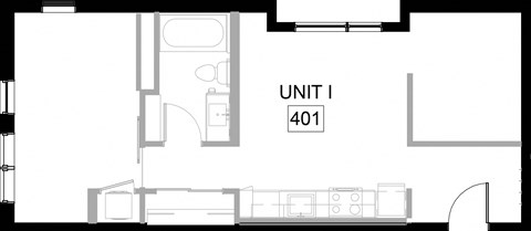 aerial view of a floor plan of a room with a bed and a desk and
