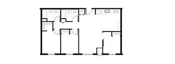 a floor plan of a small house with a bedroom and a living room