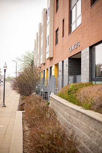 Another photo of the front of Gateway Lofts apartments in North Minneapolis