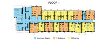 a floor plan of a building with different floors and rooms