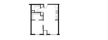 a floor plan of a small house with a bedroom and a living room
