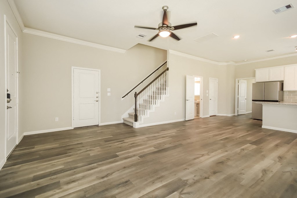Wood Floor Living Room at Lakeside Conroe, Texas
