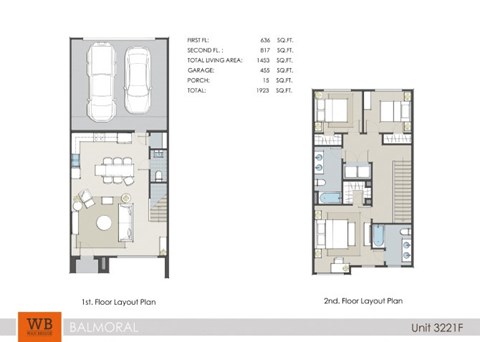 A floor plan for a unit at Balmoral shows two bedrooms, a living area, a garage and a porch.