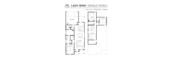 A floor plan for the Lady Bird single family home.