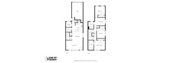 A black and white image of a floor plan for a two-story house.
