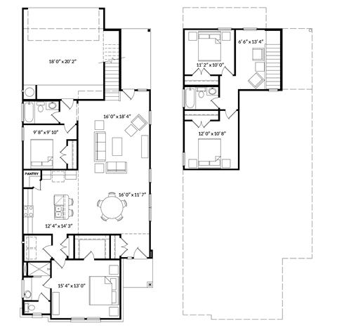 A black and white image of a floor plan for a house.