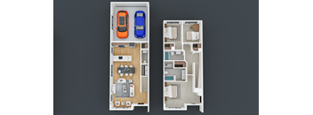 A diagram shows a floor plan of a small apartment with two bedrooms, a living room, a kitchen, and a bathroom.