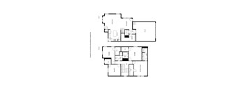 A black and white floor plan of a two-story building.
