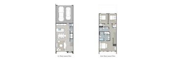 Two floor layout plans for a house, one with a garage and one without.