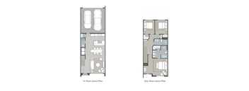 Two floor layout plans for a house, one with a garage and one without.