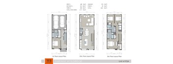A floor plan for a property at Parkway at Eldridge shows three different levels.