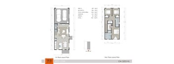 A floor plan for a two-story building with a garage and living areas.