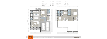 A floor plan for a two-story home with a living area, two bedrooms, a garage, and a rear porch.