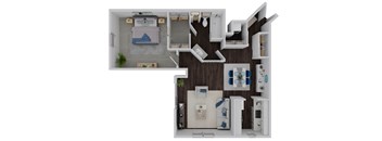 the bungalow floor plan with bedroom and living room