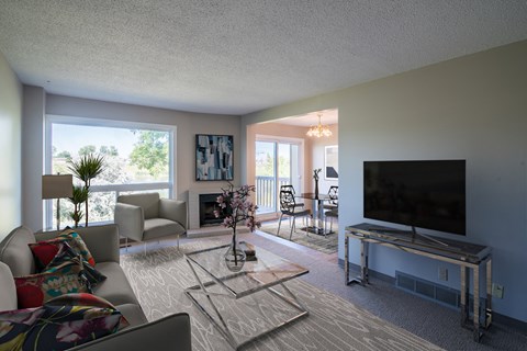 a living room with a couch and a tv