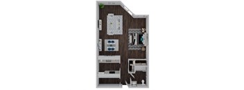 a floor plan of a bedroom with a wood paneled