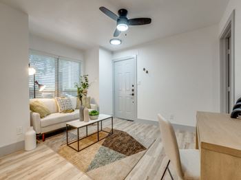 View of Hardwood Floors in the Living Room at Parea Oak Lawn