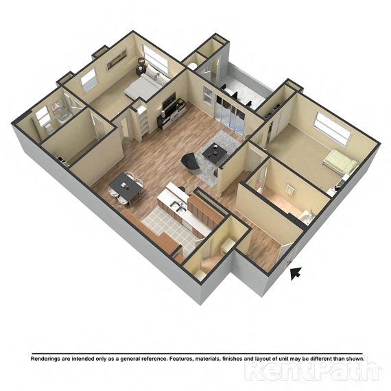 2 Bedrooms, 2 Bathrooms